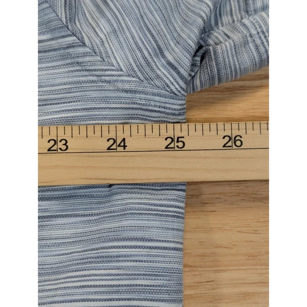 ROWM Mens XL Short Sleeve Button Front Shirt Blue White Slub Stripe Casual